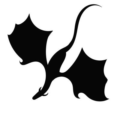 ejderha siyah silueti, beyaz arkaplanda