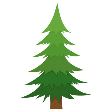 Düz biçimli yeşil ağaç, beyaz arkaplanda, vektör