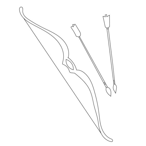 連続線で弓と矢を描く — ストックベクタ