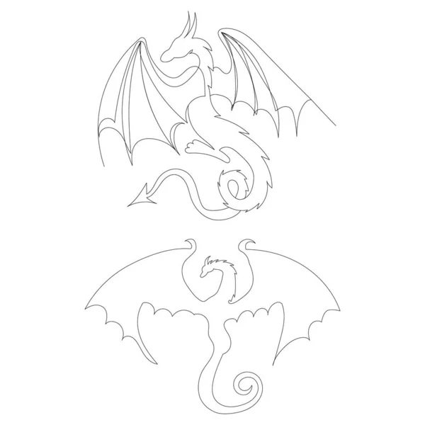 Dragones Dibujando Una Línea Continua — Vector de stock