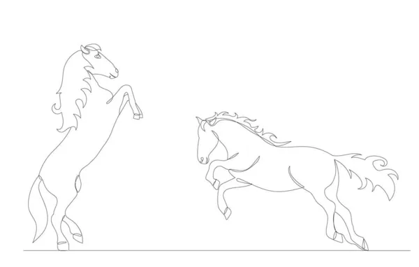 Horse Runs One Continuous Line Drawing — Stock Vector