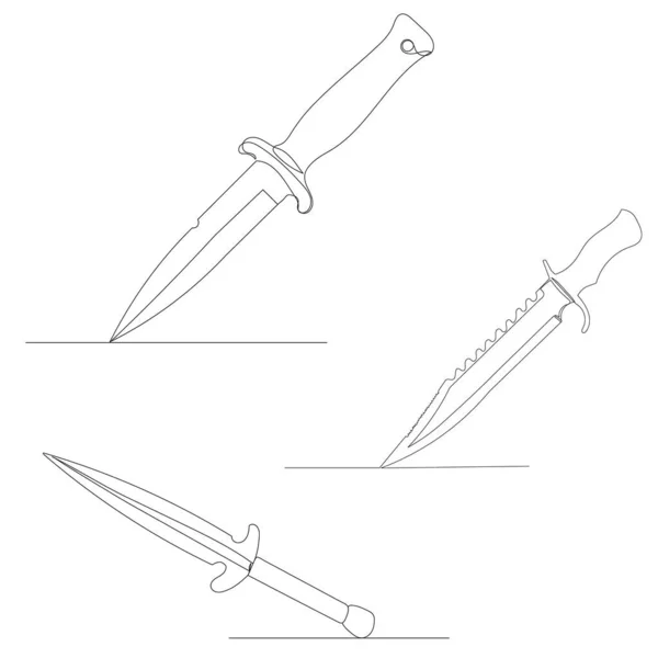 Knives Drawing One Continuous Line Vector — Stock Vector