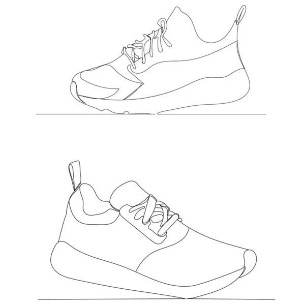Sneakers Drawing One Continuous Line Vector — Stock Vector