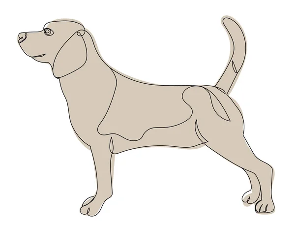 Perro Marrón Línea Continua Dibujo — Vector de stock