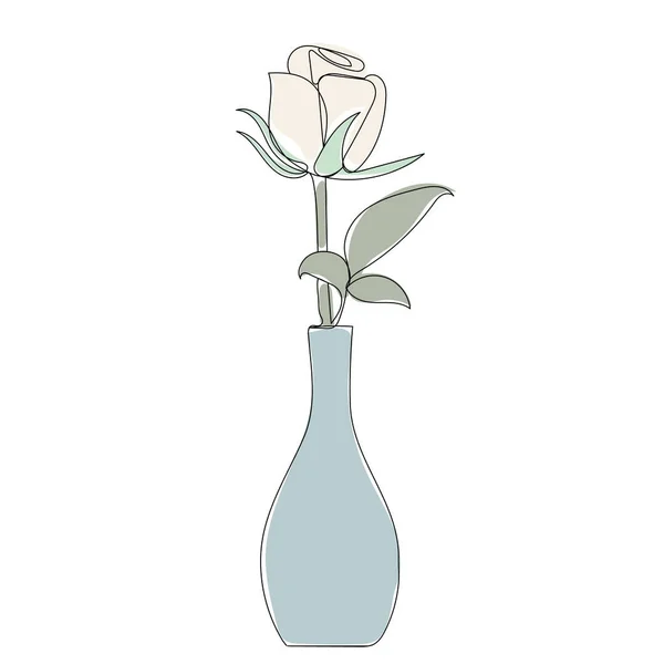 Blume Der Vase Kontinuierlicher Linienzeichnungsvektor — Stockvektor