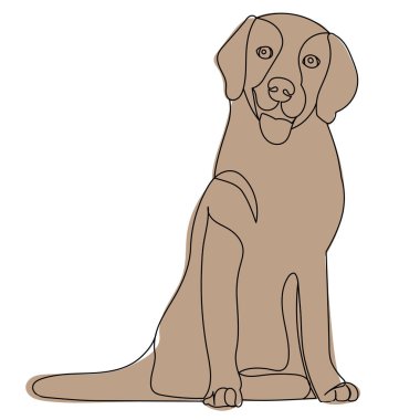 köpek oturması sürekli çizgi çizme vektörü, izole