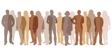 Silüet insan kalabalığı vektör, izole