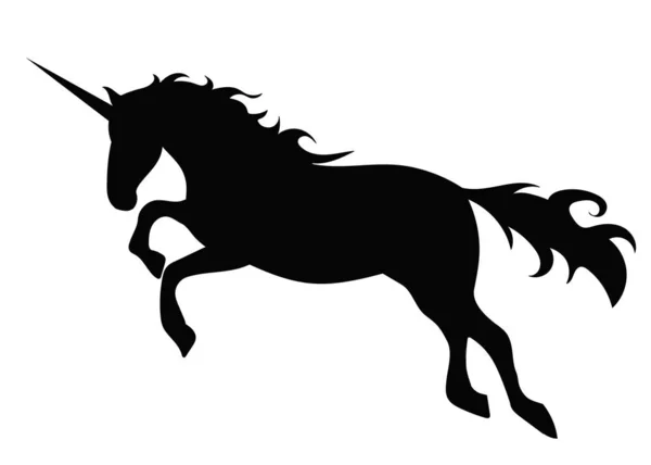 Siluetă Neagră Vector Unicorn Izolat Fundal Alb — Vector de stoc