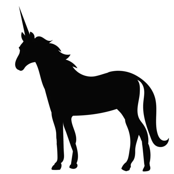 Silueta Negra Vector Unicornio Aislado — Archivo Imágenes Vectoriales