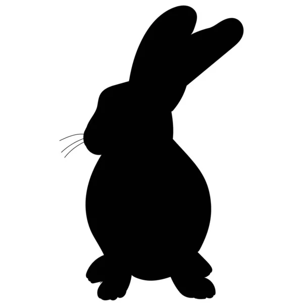 Black Silhouette Hare Vector Isolated — Stock Vector