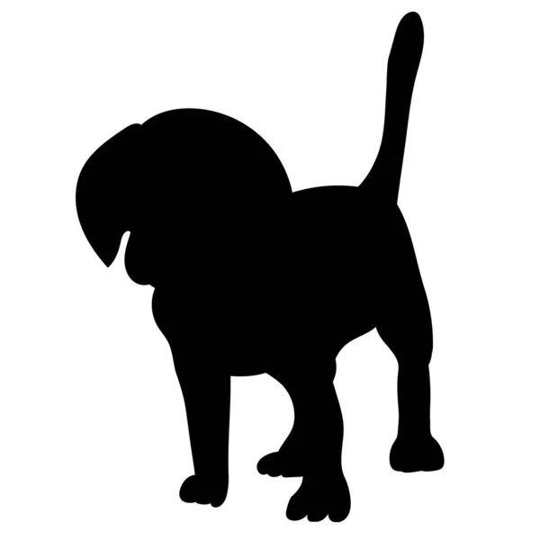 Black Silhouette Puppy Vector Isolated — Stock Vector