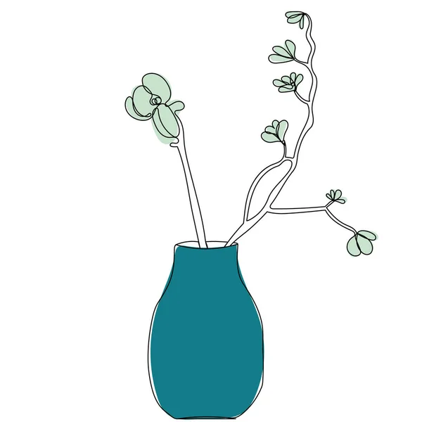 Fleur Vase Vecteur Ligne Continue Isolé — Image vectorielle
