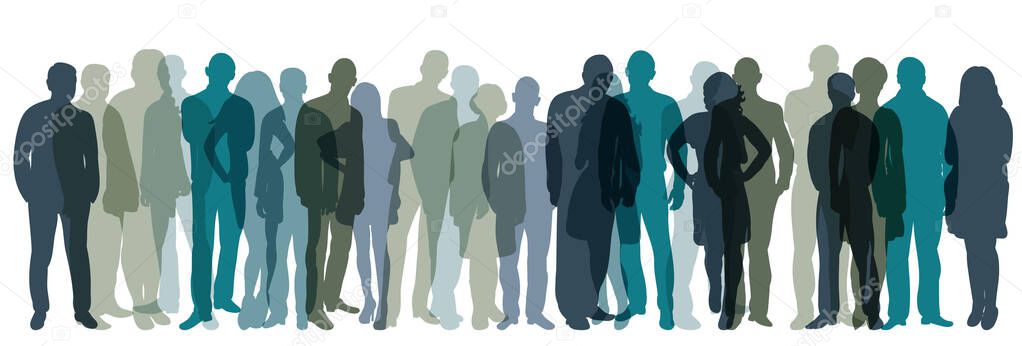 silhouette crowd of people vector