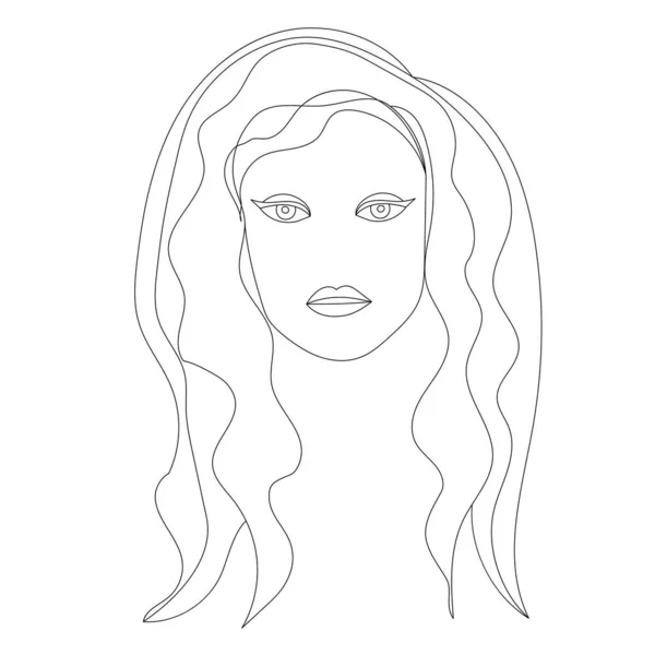 Portrét Dívky Kreslící Jeden Spojitý Vektor — Stockový vektor