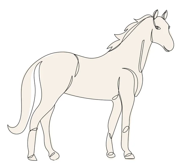 Horse Drawing One Continuous Line Vector — Stock Vector