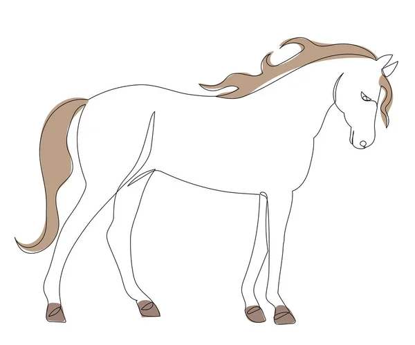 Лошадь Рисует Одну Сплошную Линию — стоковый вектор