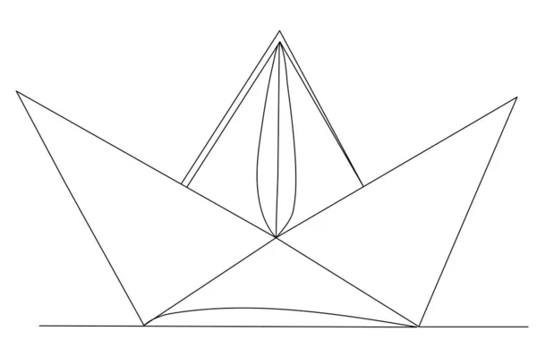 Papier Bateau Dessin Vecteur Ligne Continue — Image vectorielle