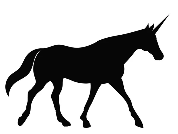 Silueta Negro Vector Unicornio Aislado — Archivo Imágenes Vectoriales