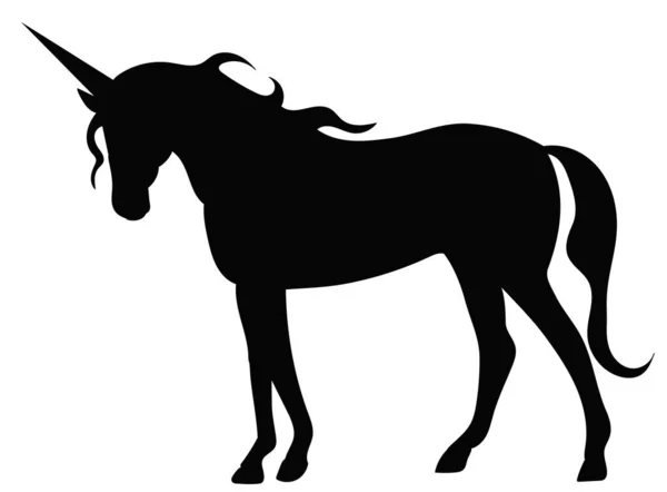 Silueta Negra Vector Unicornio Aislado Sobre Fondo Blanco — Vector de stock