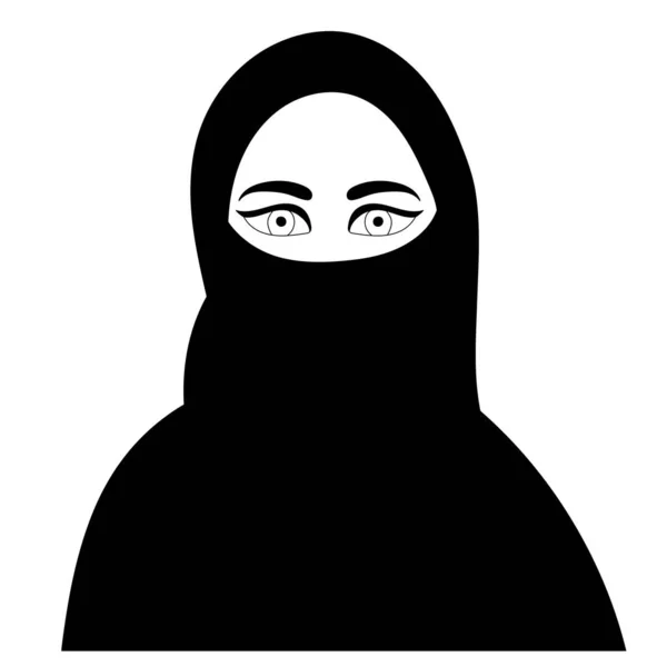 Noir Silhouette Fille Burqa Isolé Vecteur — Image vectorielle