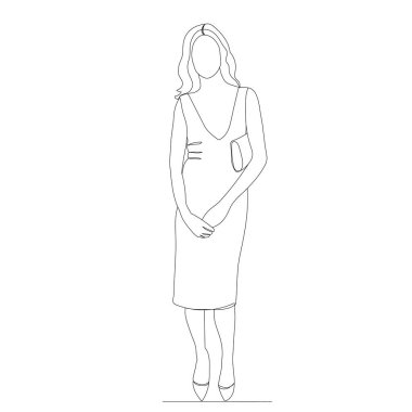 Kadın sürekli bir çizgi vektörü çiziyor