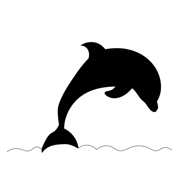 Black Silhouette Dolphin Isolated Vector — Stock Vector