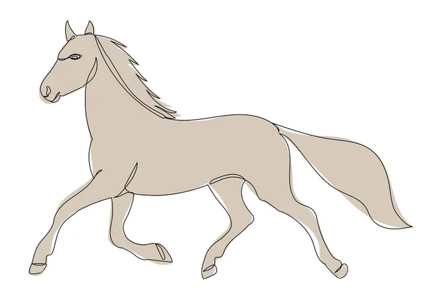 Courses Chevaux Dessin Vecteur Ligne Continue — Image vectorielle