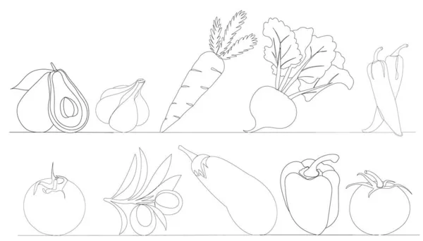 Légumes Dessin Vecteur Ligne Continue — Image vectorielle