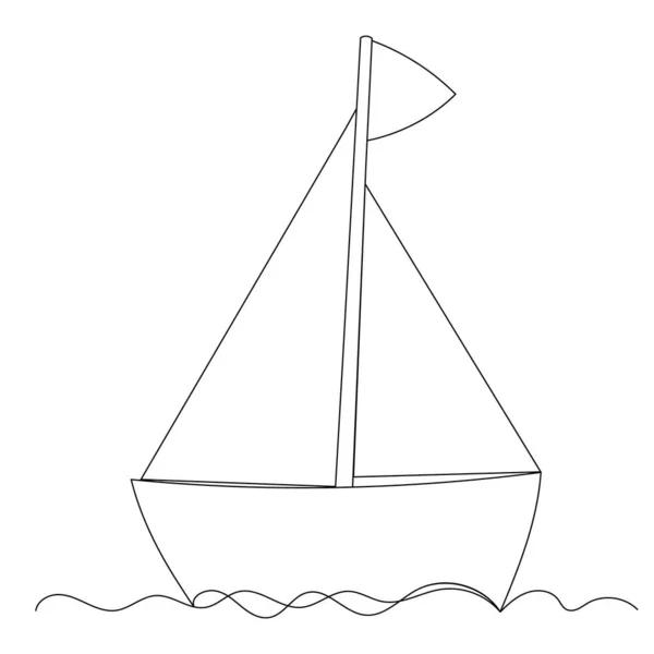 Desenho Linha Barco Esboço Vetor — Vetor de Stock