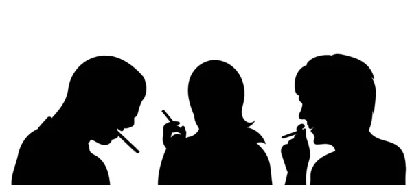 Schwarze Silhouette Rauchende Menschen Vektor — Stockvektor