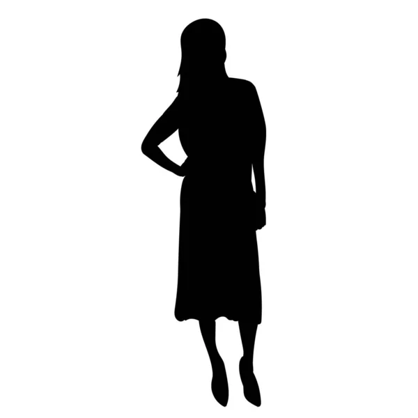 Black Silhouette Girl Woman Vector — Stock Vector