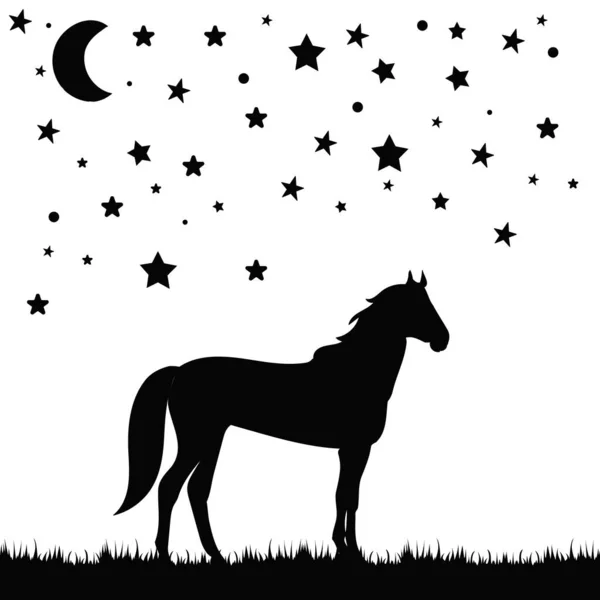 黒い馬のシルエット孤立したベクトル — ストックベクタ