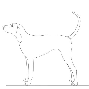 Köpek çizimi sürekli olarak izole edildi, vektör