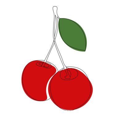 kiraz çizgisi çizimi, izole edilmiş, vektör