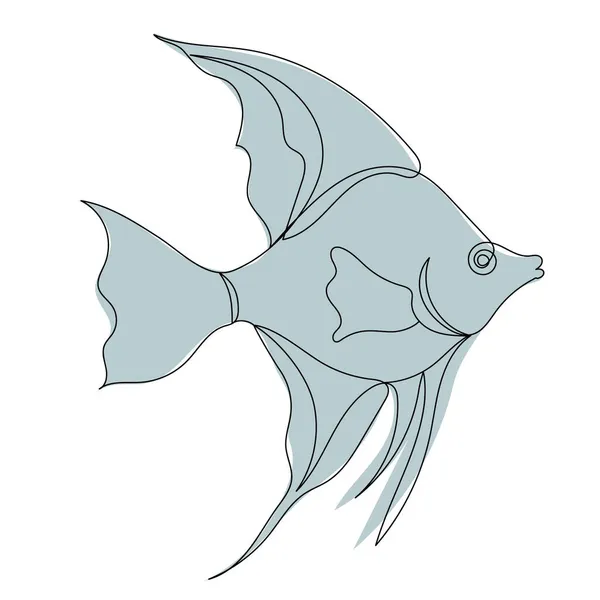 Dibujo Peces Por Línea Continua Aislada Vector — Archivo Imágenes Vectoriales