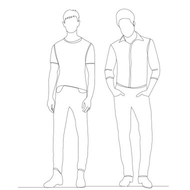 Sürekli çizen adamlar izole edildi, vektör.