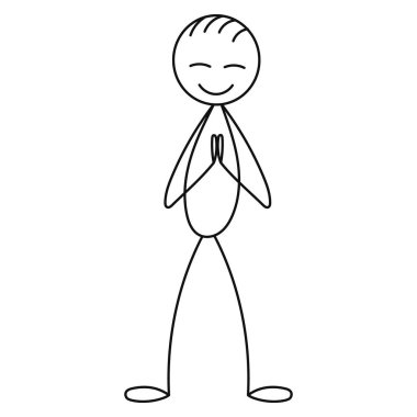 Sopa figürü, dua eden adam yalnız, vektör.