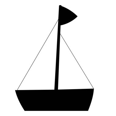 tekne siyah silueti izole edildi, vektör