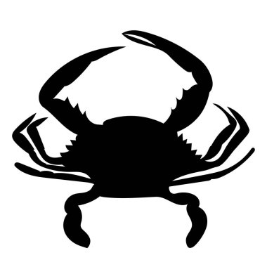 deniz yengeci siyah silueti izole edildi, vektör