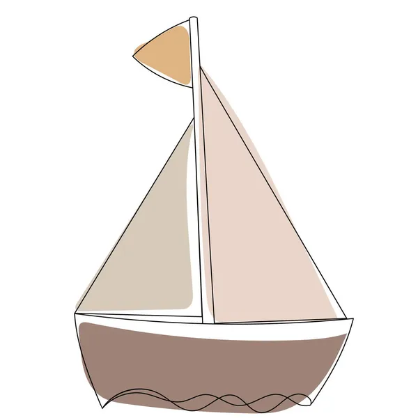 Bateau Esquisse Isolée Vecteur — Image vectorielle