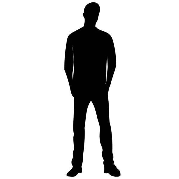 Man Black Silhouette Isolated Vector — Stock Vector