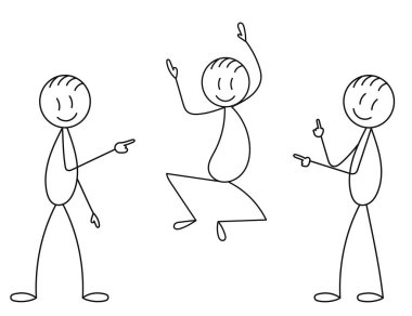  Erkekler sevinir, sopa figürü, izole edilmiş, vektör