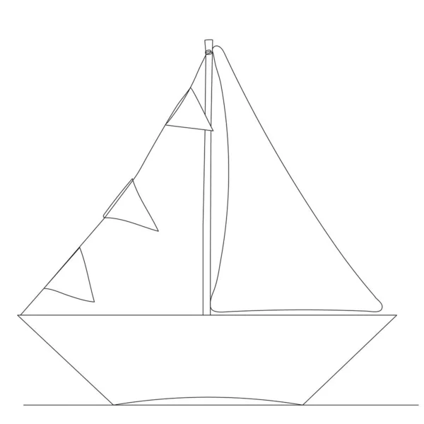 Bateau Dessinant Une Ligne Isolée Vecteur — Image vectorielle