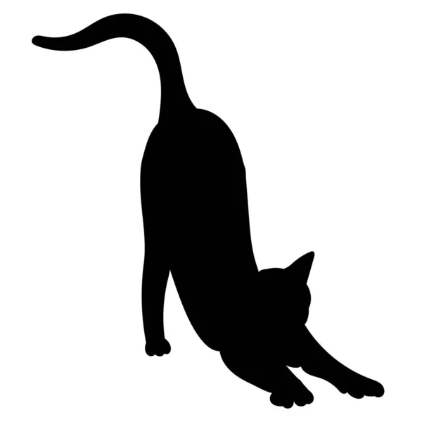 Silueta Negro Gato Vector Sobre Fondo Blanco — Archivo Imágenes Vectoriales