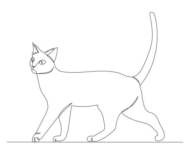 猫用一条连续的线画图 — 图库矢量图片