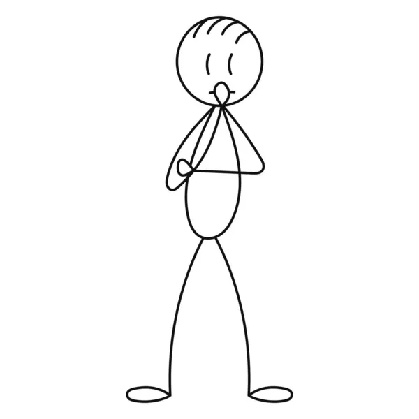 Figurino Homem Pensamento Doodle Desenho Isolado —  Vetores de Stock