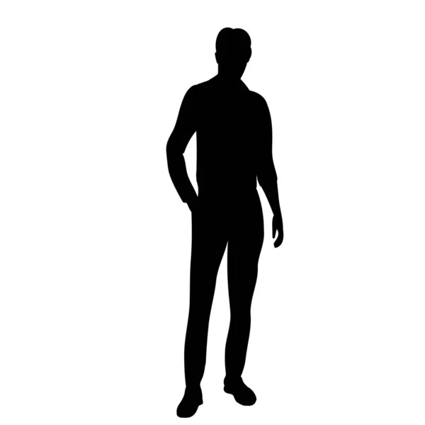Homme Debout Silhouette Isolé Vecteur — Image vectorielle