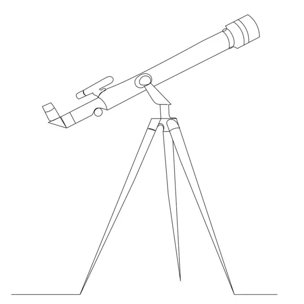 Desenho Telescópio Por Uma Linha Contínua Vetor Isolado — Vetor de Stock