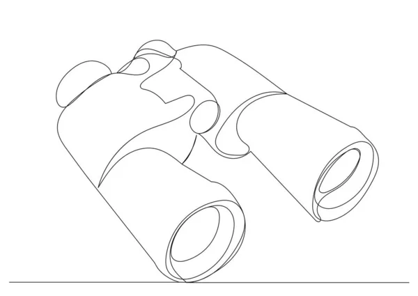 Binoculares Una Línea Continua Dibujo Vector — Vector de stock