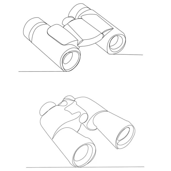 Binóculos Uma Linha Contínua Desenho Vetor Isolado —  Vetores de Stock